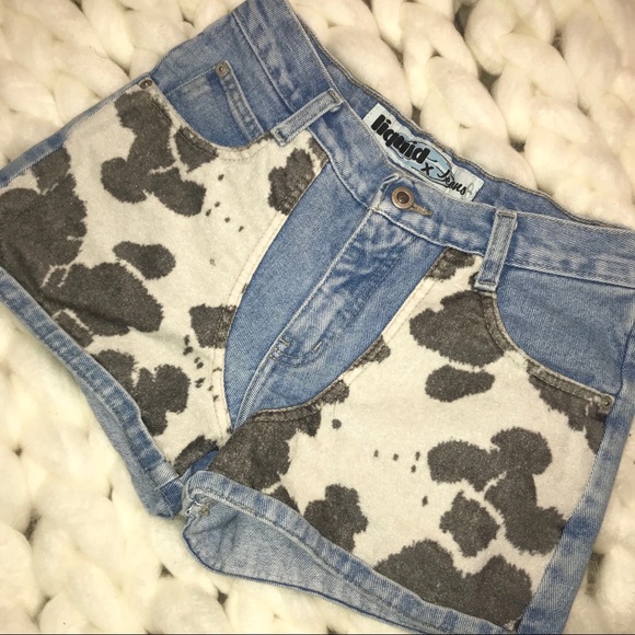 Vintage Pants - 🗯 Liquid Jeans Cow-print Shorts